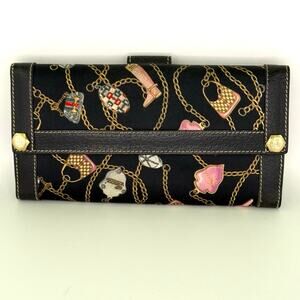 EUC Gucci Leather and Silk Patterned Wallet (RARE)